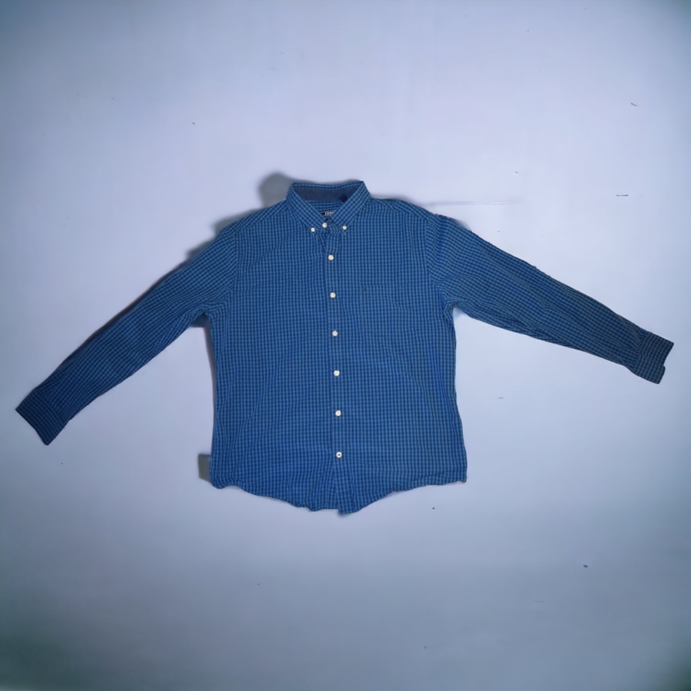 IZOD Men’s Slim Fit Button Down Shirt Blue Checkered - XL